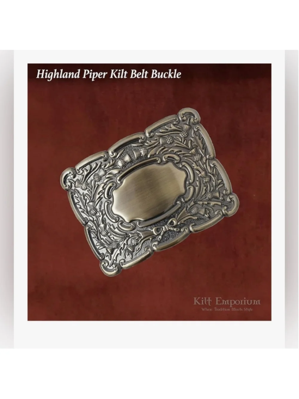 NEW Pipers Kilt Belt Buckle Pewter Rust-Free Brass Iconic Thistle Design